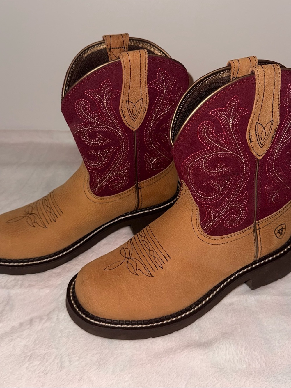 Light Brown and Burgundy Ariat Boots